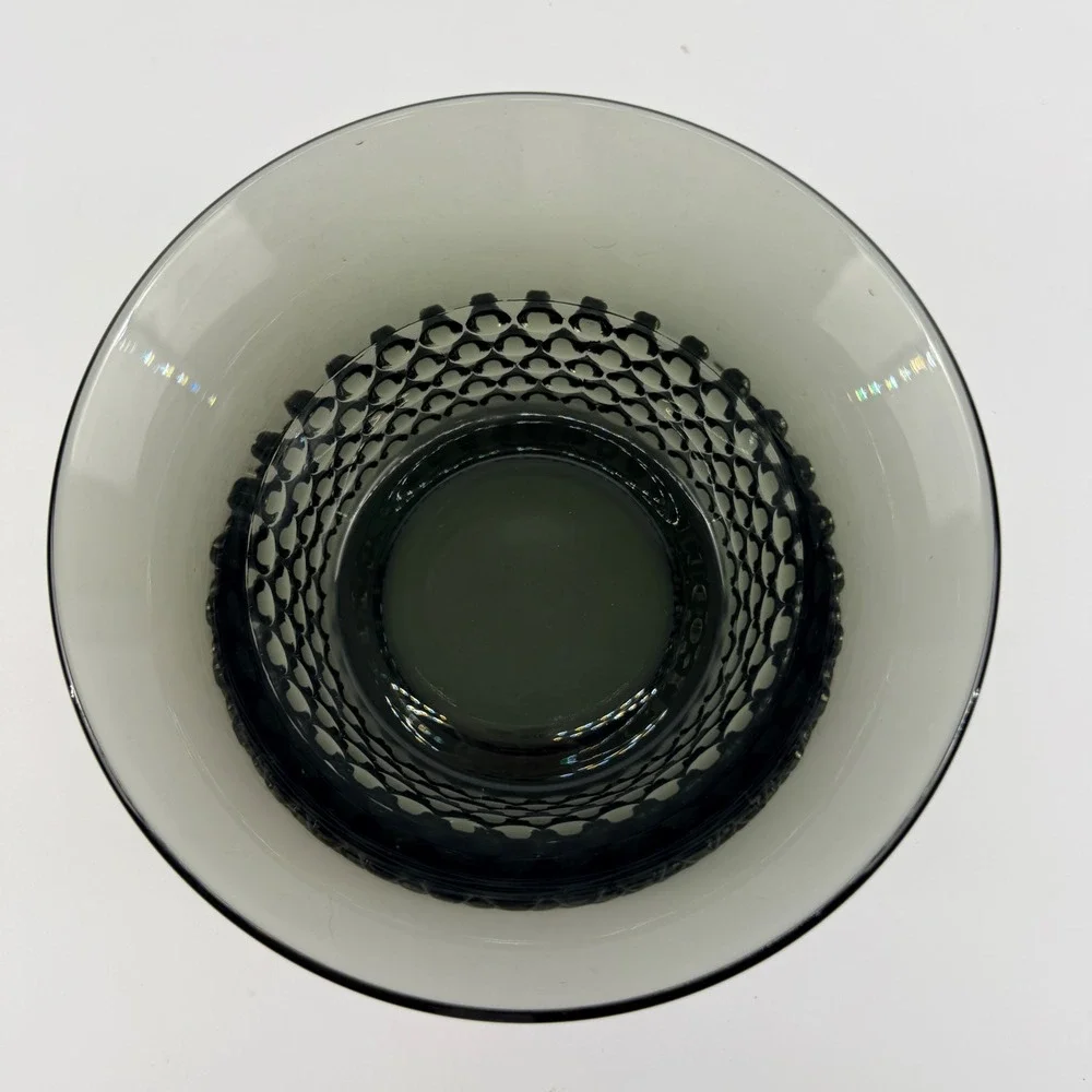 Saara Hopea Nyppylä Smoky Gray Art Glass Bubble Bowl Nuutajärvi Finland